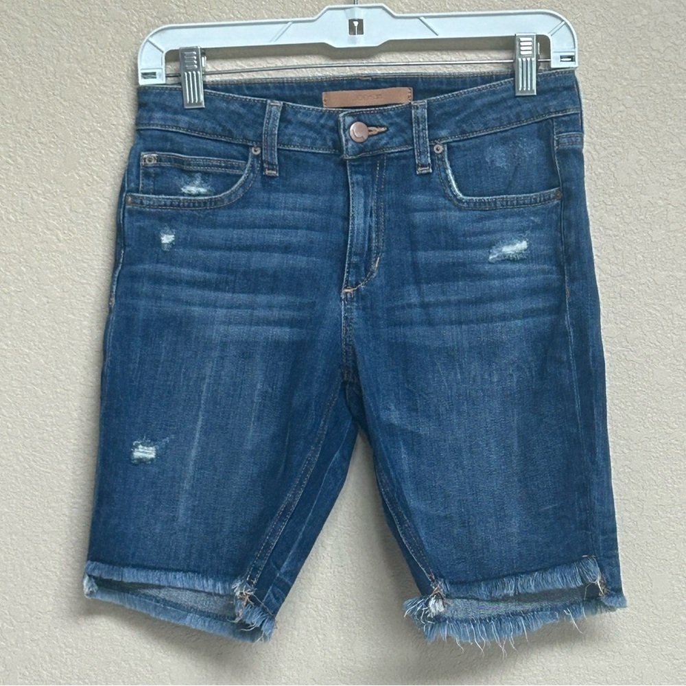 Joe’s Jeans The Finn Mid‎ Rise Bermuda Shorts Women’s Size 24 Distressed Raw Hem